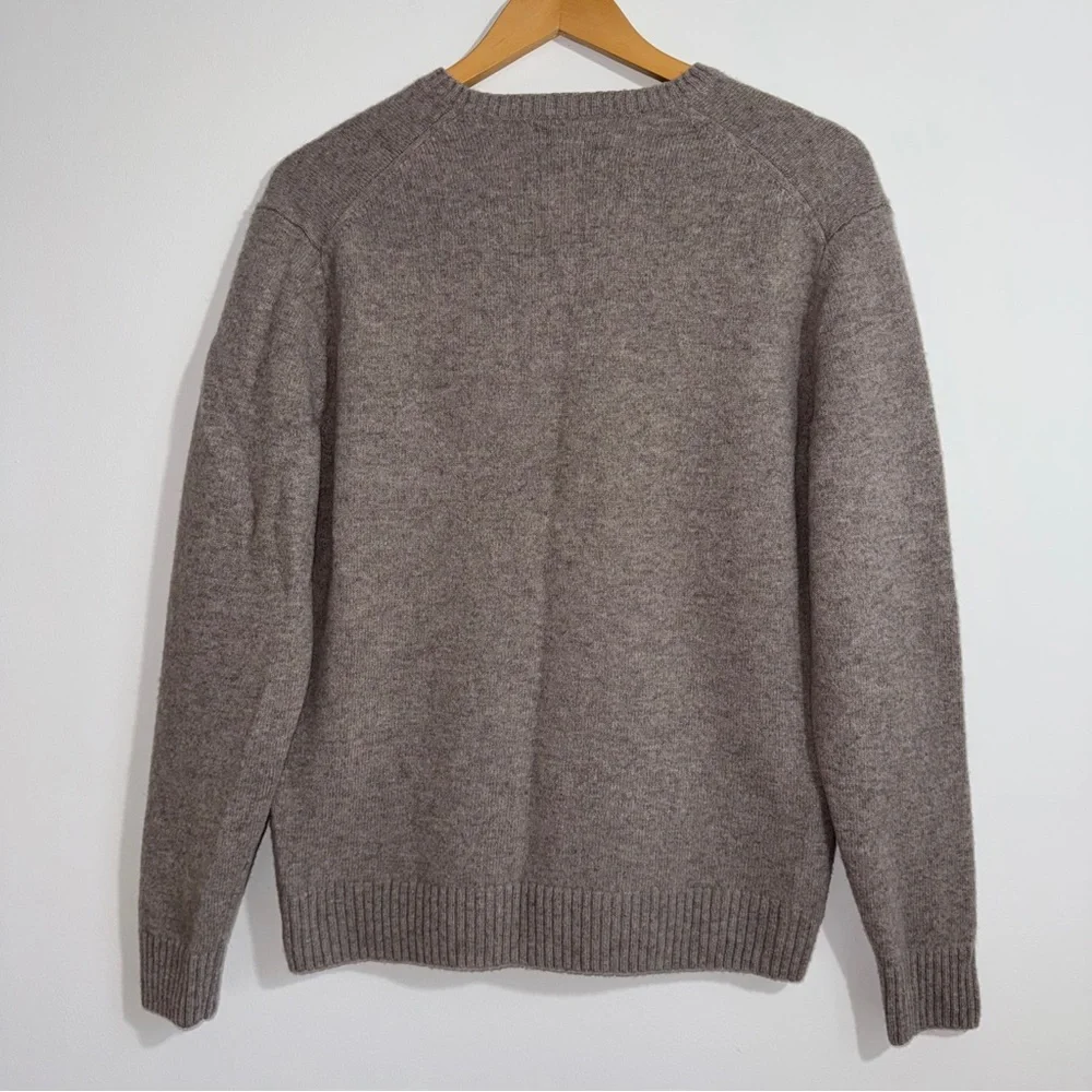 Black Brown 1826 Lambswool V‎ Neck Sweater Men XL Soft Gray Classic Knit